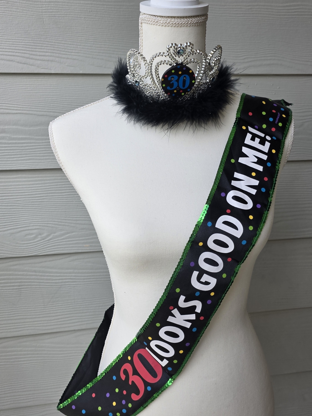 30th Birthday Looks Good On Me! Black Celebration Sash and Tiara Set